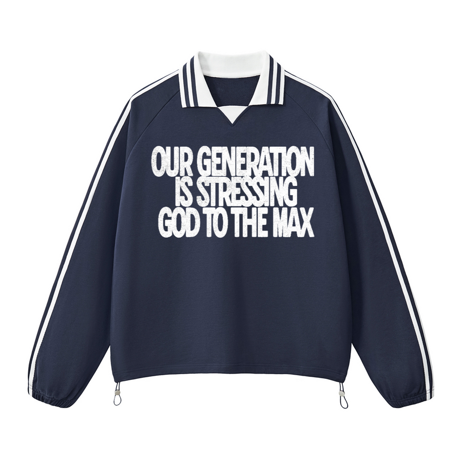 Stressing God Contrast Collar Sweatshirt