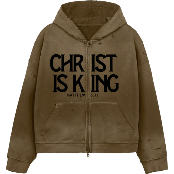 Christ Is King Double-Zip Heavyweight Washed Distressed Dystopian