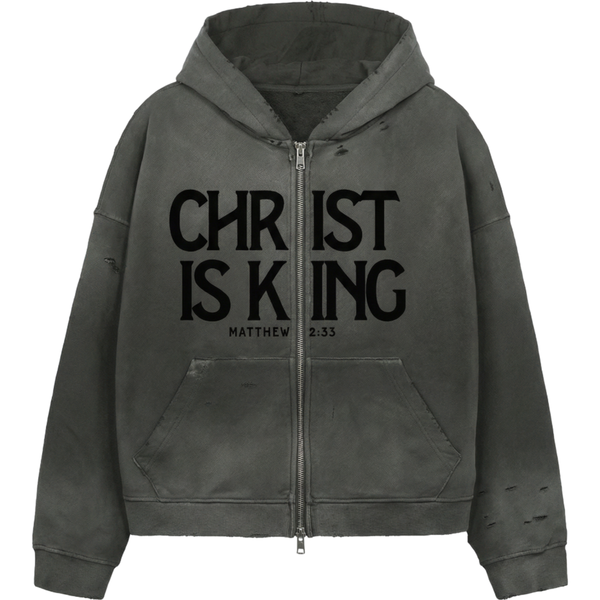 Christ Is King Double-Zip Heavyweight Washed Distressed Dystopian