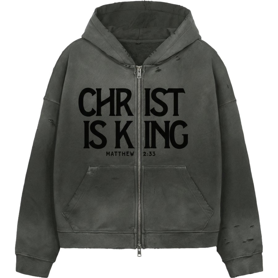 Christ Is King Double-Zip Heavyweight Washed Distressed Dystopian